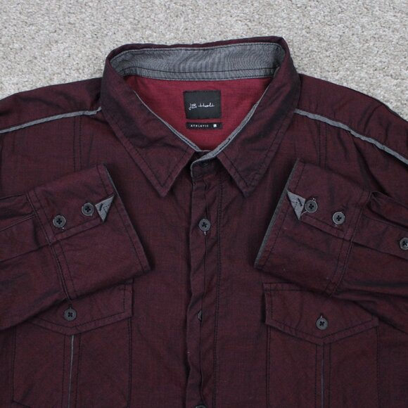J.B. Holt Athletic Fit Shirt Mens Large Red Cotton Stretch Long Sleeve Button Up - Picture 1 of 13